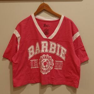 BARBIE limited edition 1959 tshirt XXL crop top plus pink white varsity vnck